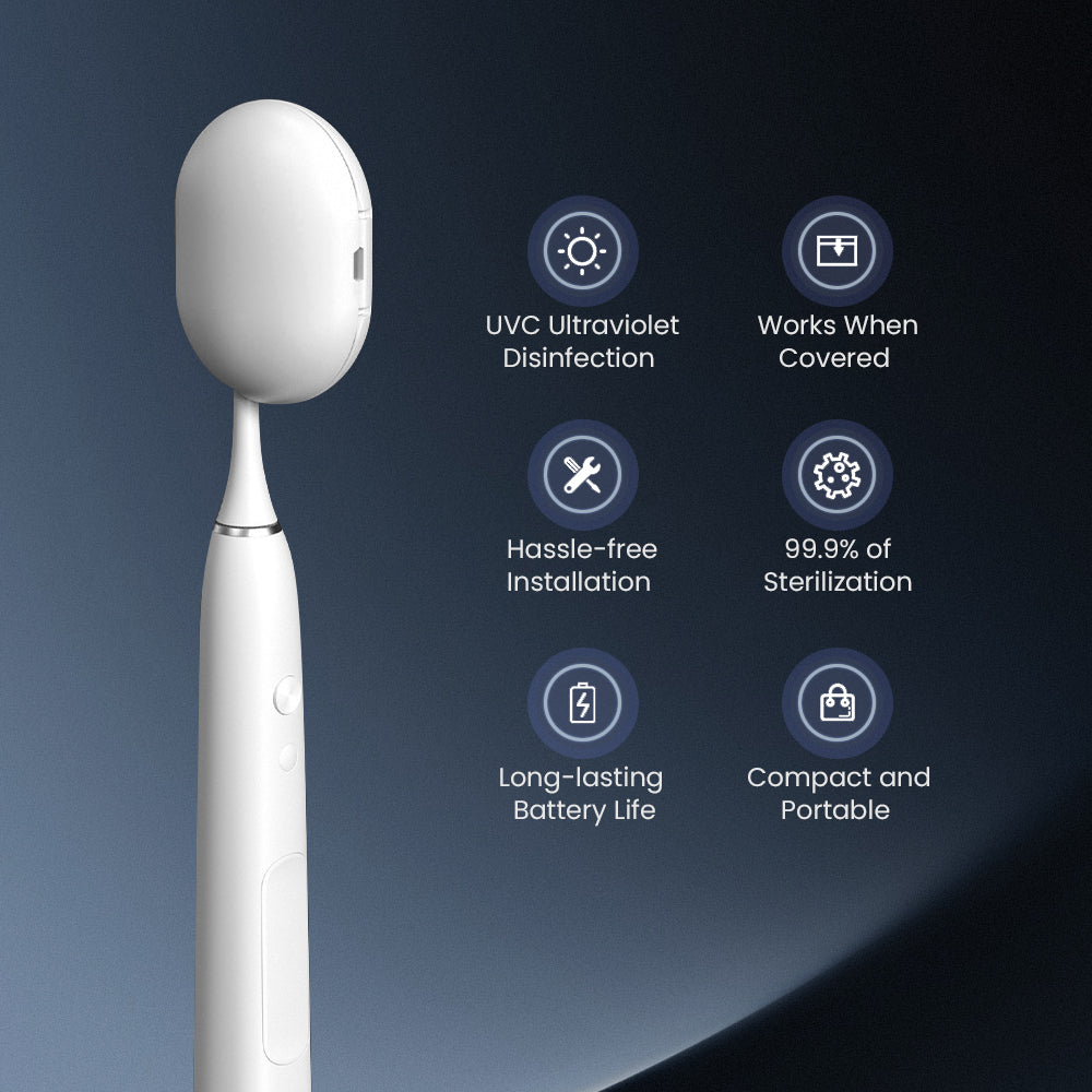 Sextupole UV Sanitizer Toothbrush Case, Portable Mini Toothbrush Holder, Rechargeable Toothbrush Cover Sterilizing for Home and Travel Fits All Toothbrushes for Electric and Manual (White)