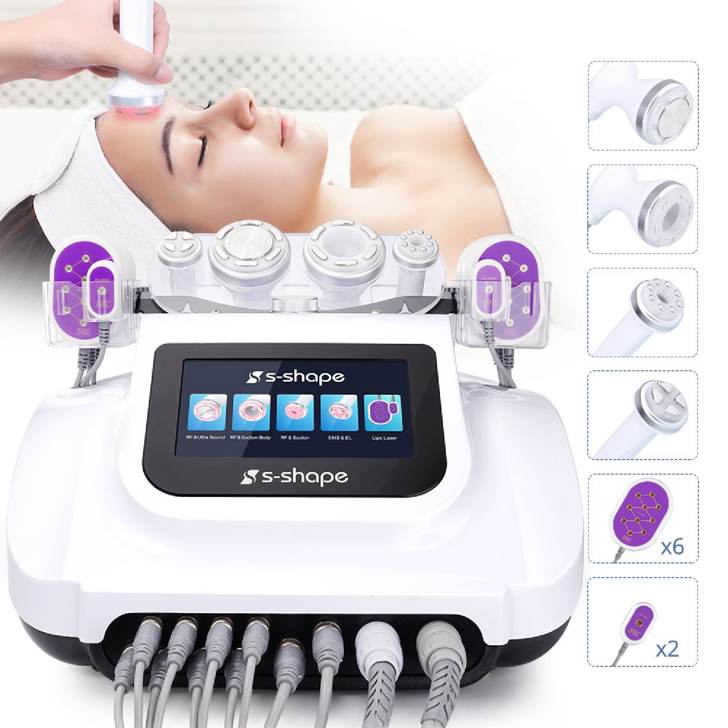 S-Shope 6 in 1 Slimming Body Massage Machine Cavitation Multipolar RF Weight Loss Skin Tighten Cellulite Elimination Massage