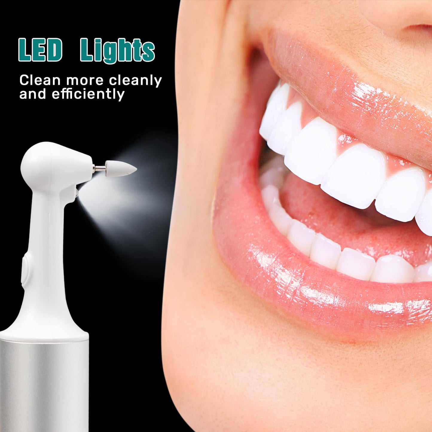 Teeth Polisher, Rechargeable Teeth Cleaning & Whitening Kit, 5 Speed Modes, 5 Brush Heads, IPX6 Waterproof, Home Dental Care for Adults & Kids