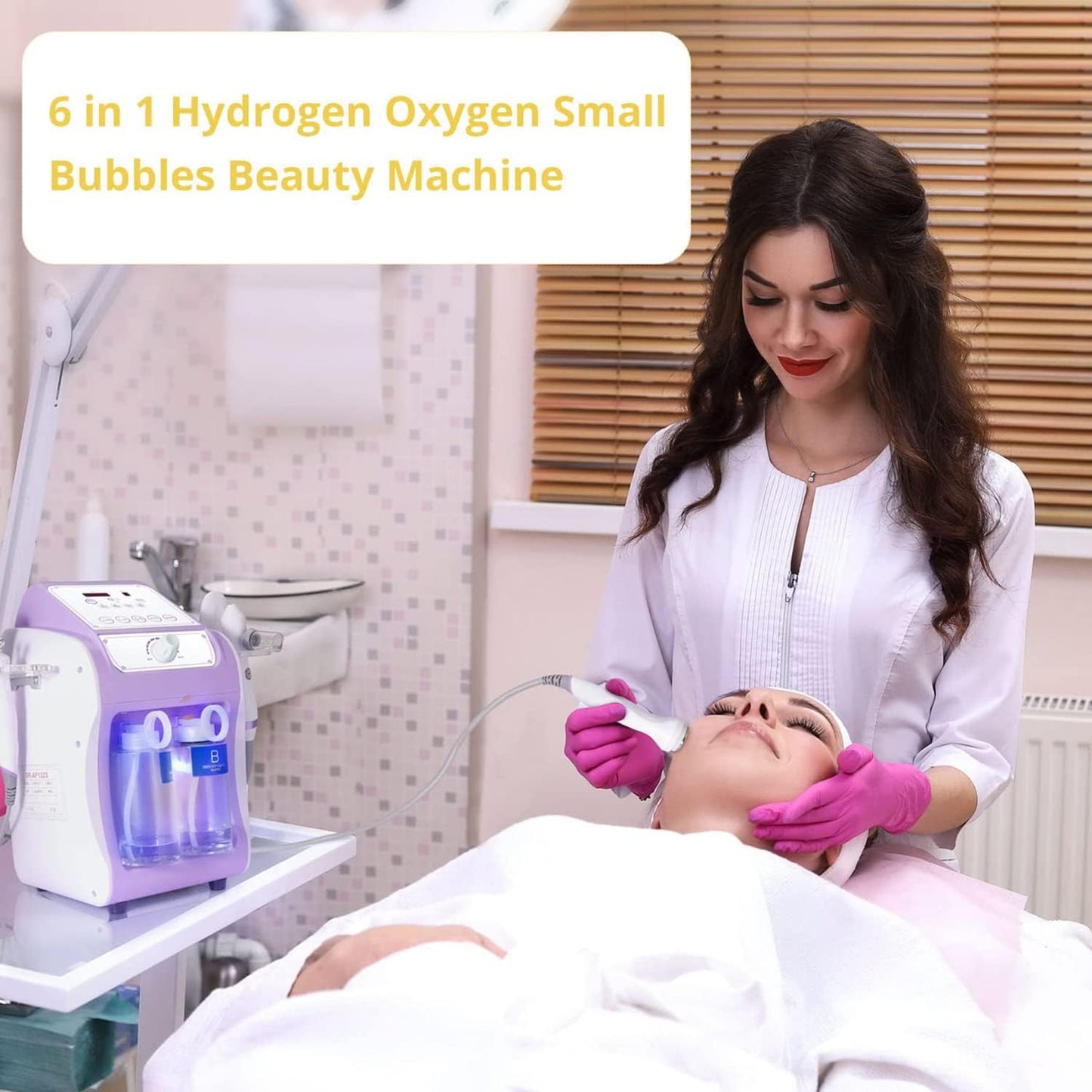Mieauty Hydro-Facial Machine 6 in 1 Multifunctional Hydrogen Oxygen Facial Hydro Machine Microcurrent Hot Cold Skin Care Hydro-Dermabrasion Facial Microdermabrasion Beauty Machine Blackhead Remove
