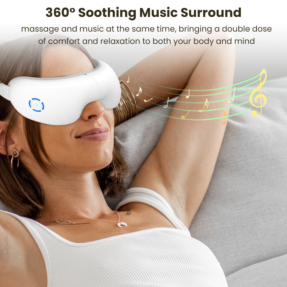 Ouwald Eye Massager with Heat & Bluetooth Music, Rechargeable Vibrating Eye Mask Electric Eye Massager for Eye Relax Reduce Eye Strain Dark Circles Dry Eye Improve Sleep, Gifts for Women Men