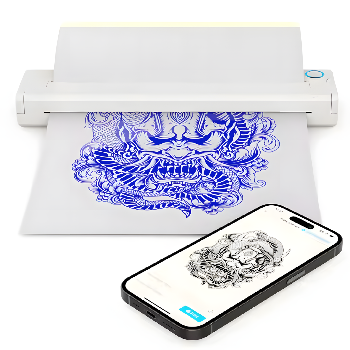 Wireless Tattoo Stencil Printer, A4 Portable Thermal Printer A4 Thermal Paper Wireless Mobile Travel Printer, Bluetooth Stencil Printer for Tattooing, Compatible with iOS, Android, Laptop Printer
