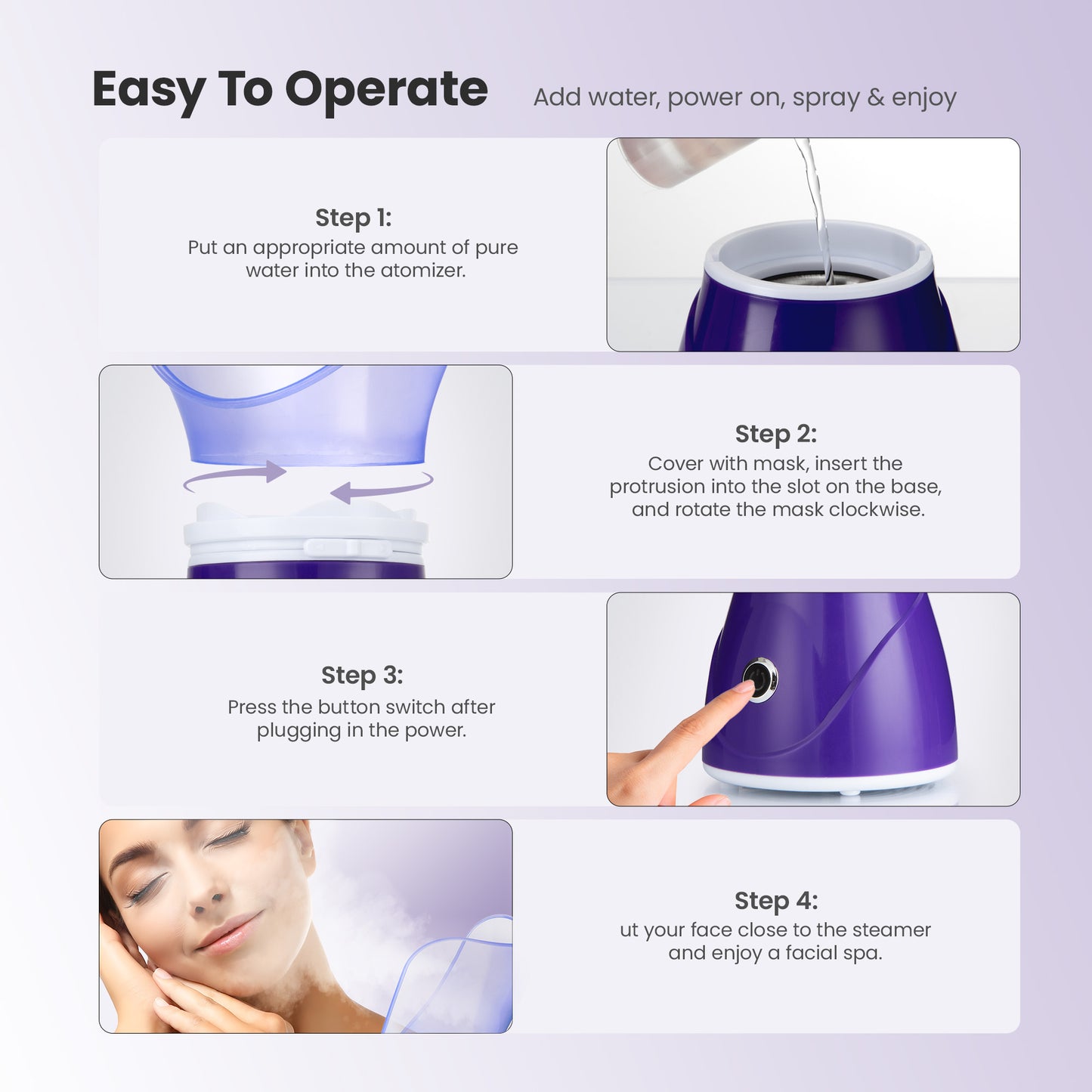 Ouwald Facial Steamer, Nano Ionic Face Steamer for SKin Moisturizing Home Spa with Headband, Face Brush & Blackhead Removal Kit