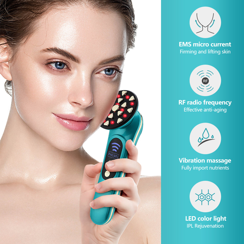 Homeuse Beauty Facial Skin Care Machine 5 Colors Facial LED Face Lifting Anti-Aging Skin Rejuvenation Device Skin Tighten Microcurrent EMS RF Machine