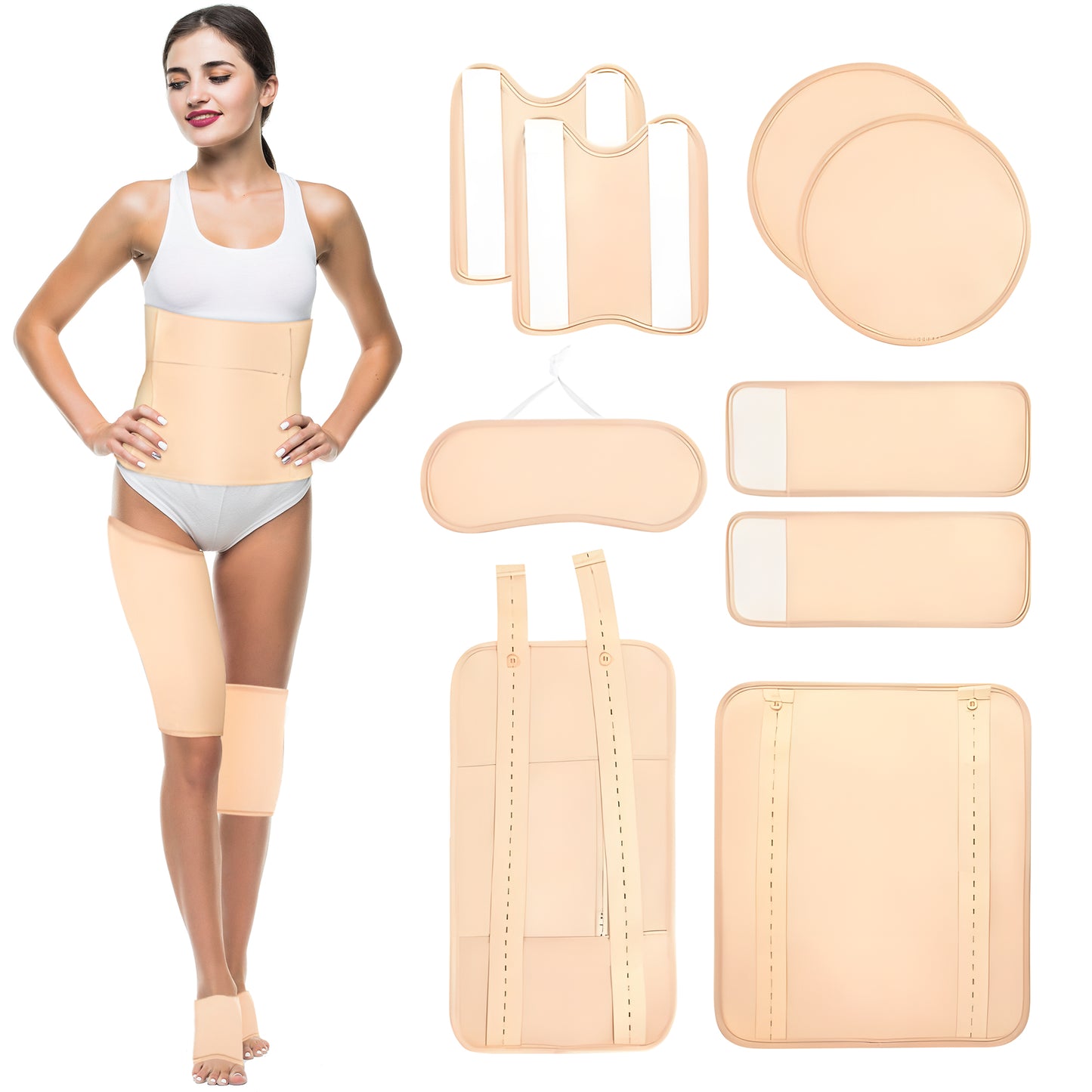 Ouwald Castor Oil Pack Wrap, 9Pcs Reusable Castor Oil Pack Kit for Neck Chest Waist Back Knee and Feet, Waterproof & Anti Oil Leak (Oil Not Included)