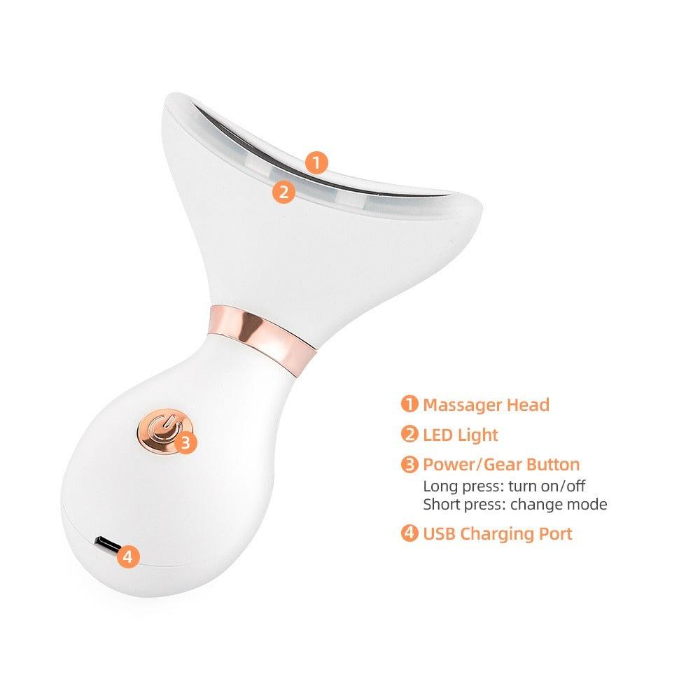 Mieauty Facial Massager for Face Lift Neck Massager, 3 Color LED Face Skin Rejuvenation for Face & Neck Beauty Device Anti Wrinkle Skin Care Tools