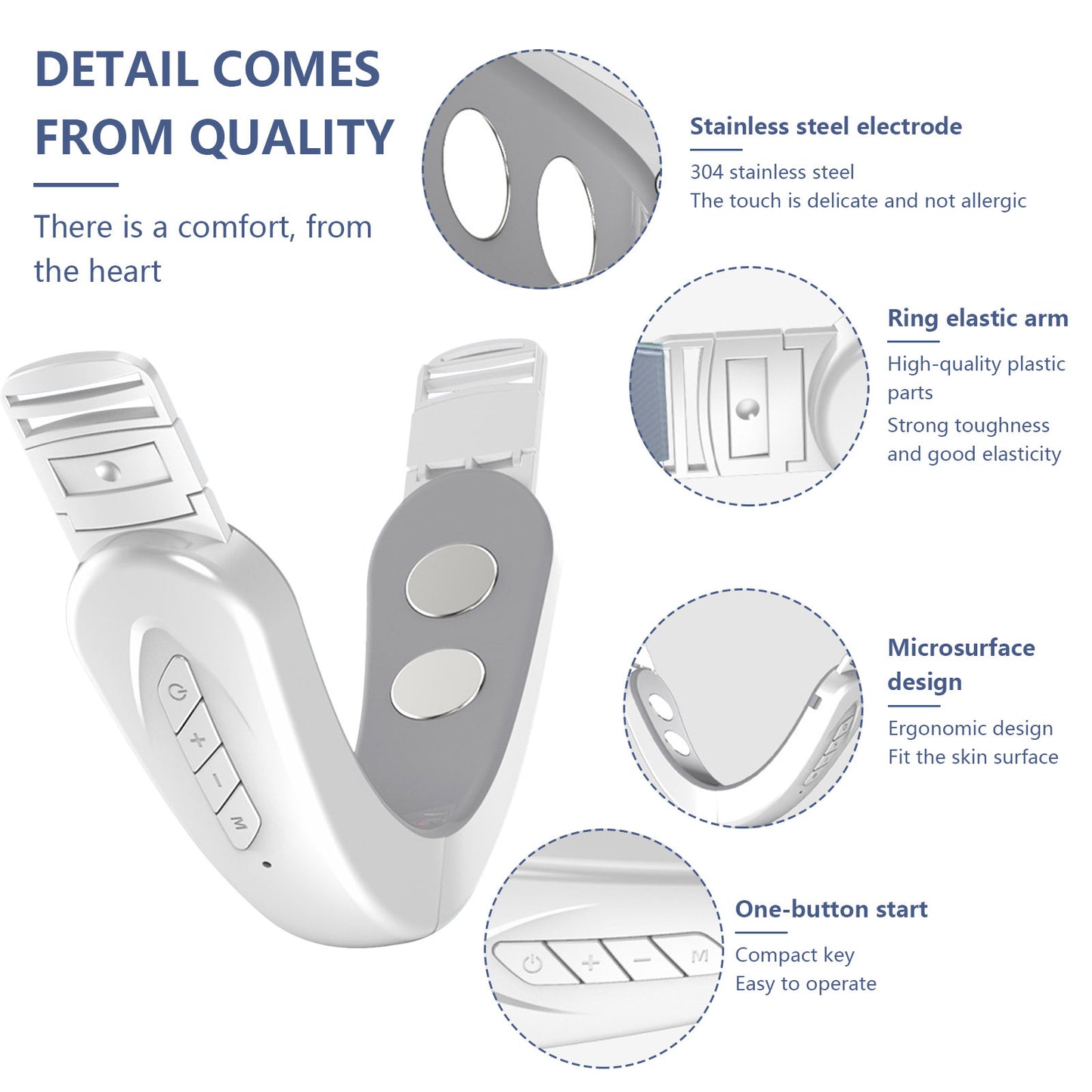Mieauty Double Chin Reducer Machine, Electric Face Lift Device Beauty Belt, Portable Intelligent V-Face Shaping Massager with Blue Light,White