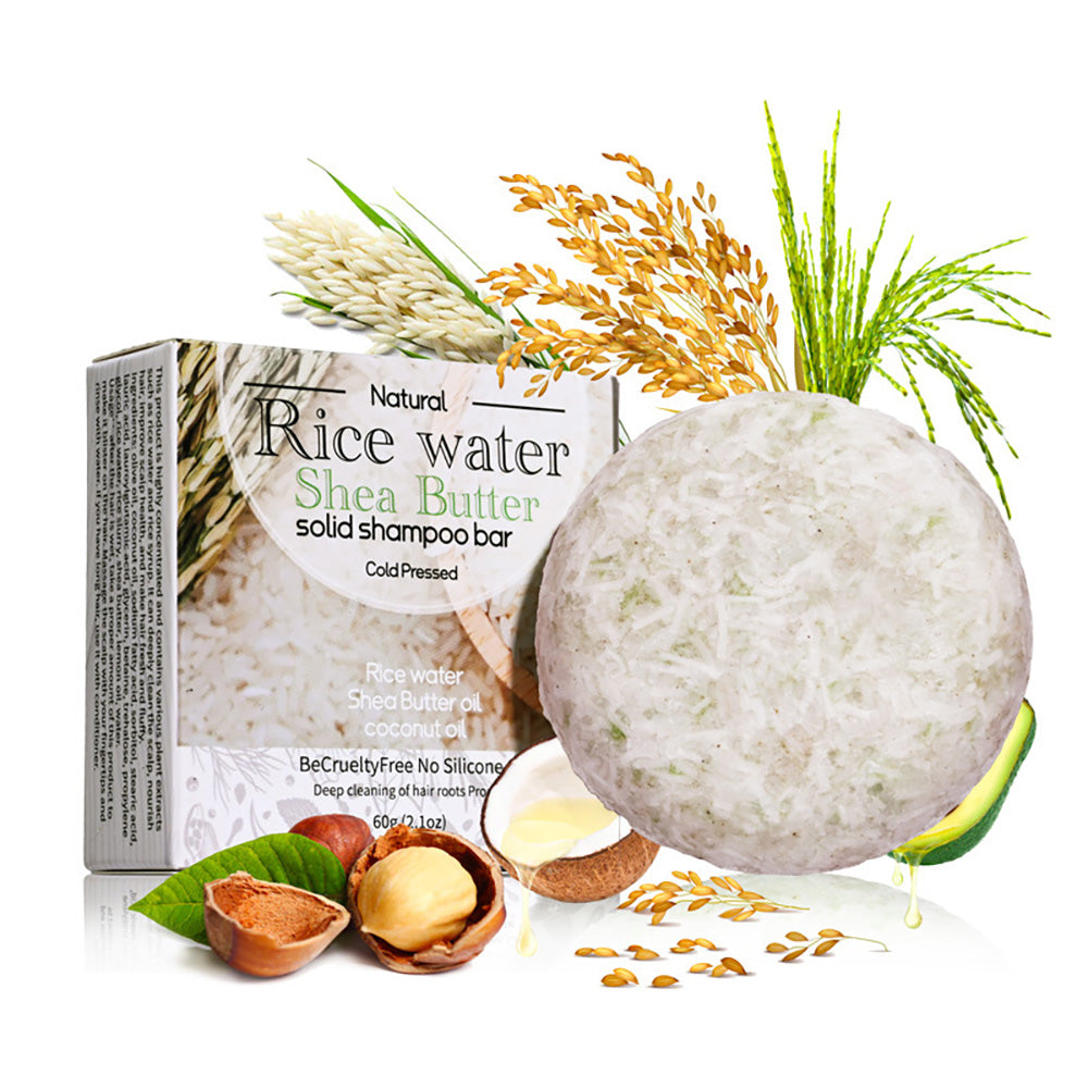 Natural Rice Water Shampoo Bar for Silky Hair Growth, Essence Hair Growth and Darkening Shampoo Soap, Ideal for the Elderly, Children, Women Hair Care