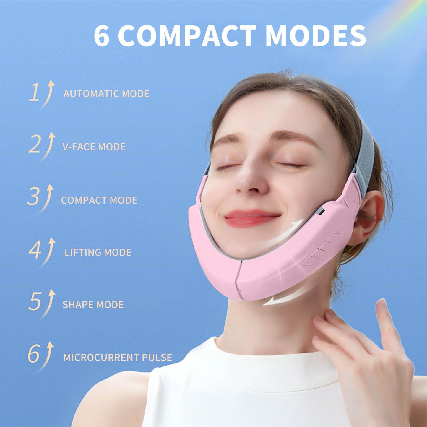 Mieauty Double Chin Reducer Machine, Electric Face Lift Device Beauty Belt, Facial Lifting Machine,Portable Intelligent V-Face Shaping Massager,Pink