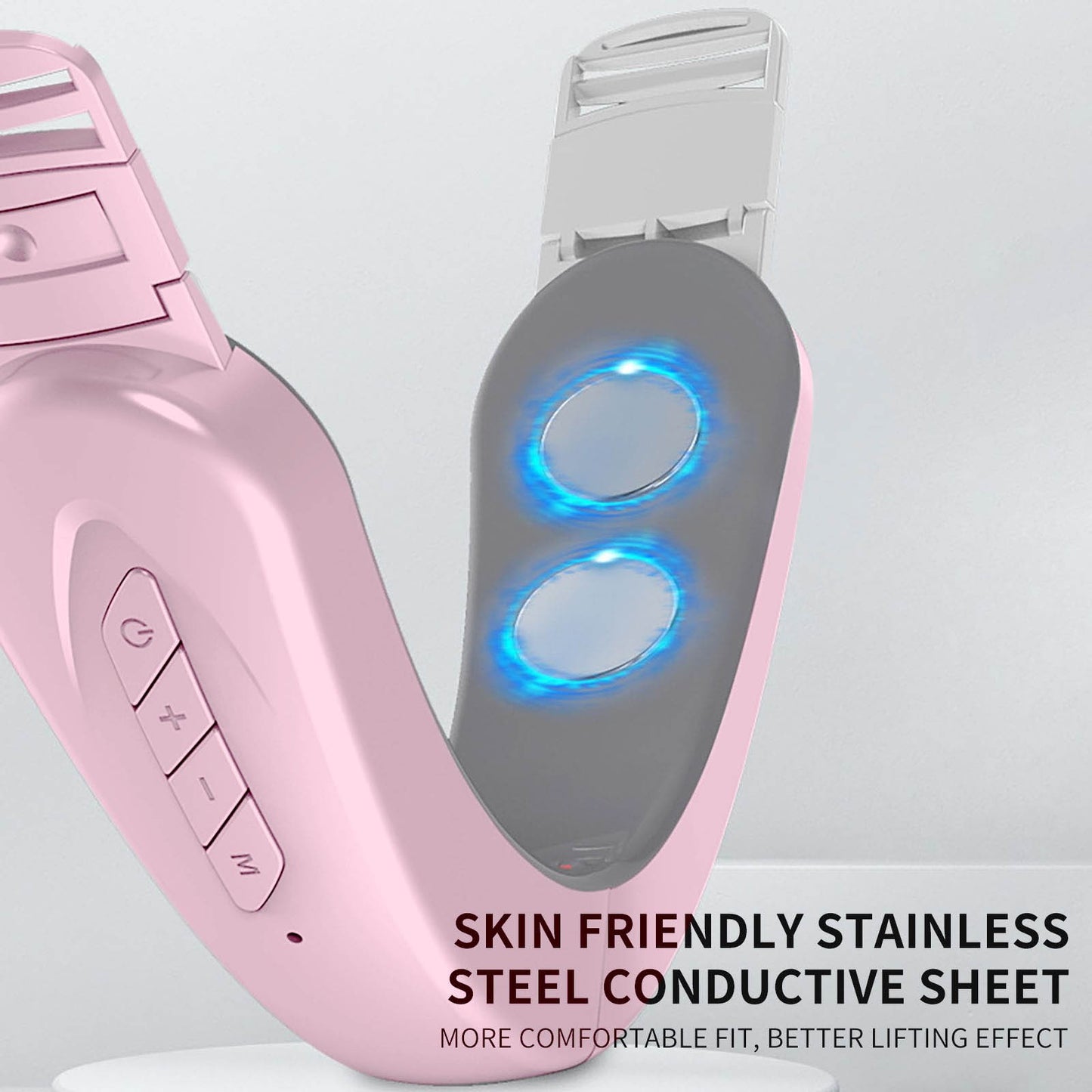 Mieauty Double Chin Reducer Machine, Electric Face Lift Device Beauty Belt, Facial Lifting Machine,Portable Intelligent V-Face Shaping Massager,Pink