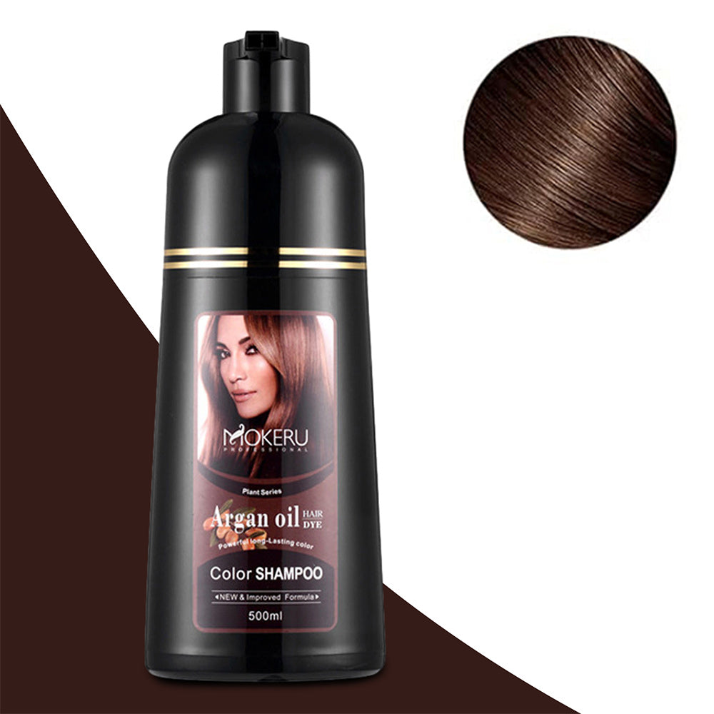 Mieauty Hair Color Shampoo for Gray Hair, 500ml Hair Dye Shampoo for Men & Women, 3 in 1 Fast Acting Natural Color Shampoo -Long Lasting-Safe And Easy to Use (Dark Brown Hair Dye)