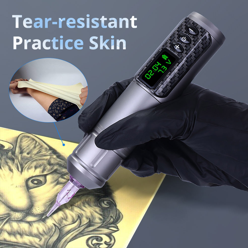 Ouwald Wireless Tättoo Machine Kit with LED Screen, Rechargeable Battery Powered Cordless Tättoo Pen Set for Professional Tättoo Artists and Beginners, Gray