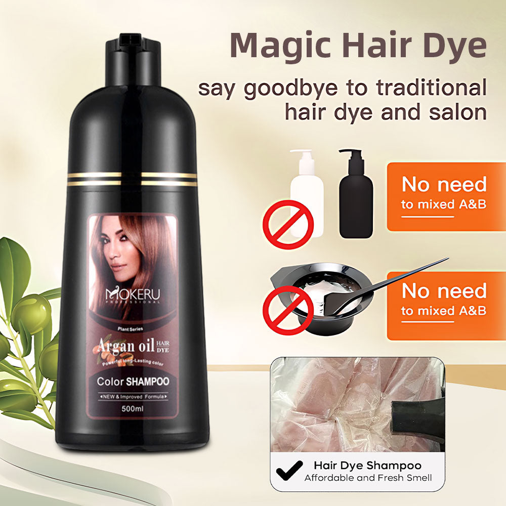 Ouwald Hair Color Shampoo for Gray Hair, 500ml Hair Dye Shampoo for Men & Women, 3 in 1 Fast Acting Natural Color Shampoo -Long Lasting-Safe And Easy to Use (Black Hair Dye Shampoo)