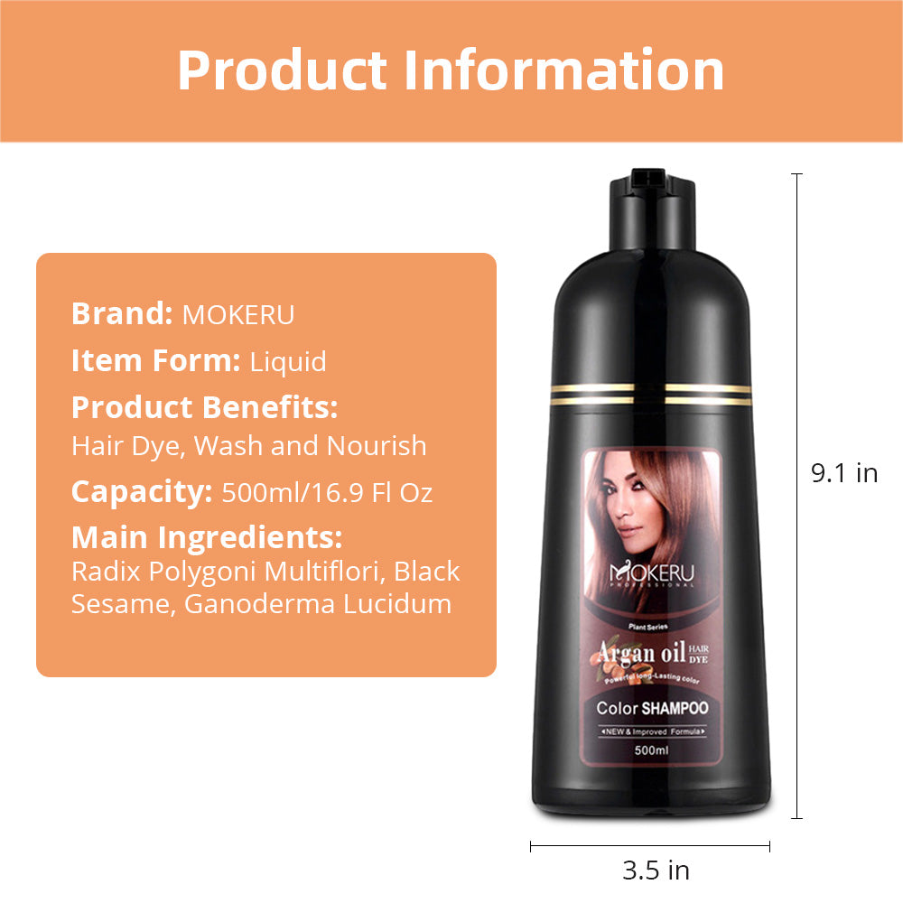 Ouwald Hair Color Shampoo for Gray Hair, 500ml Hair Dye Shampoo for Men & Women, 3 in 1 Fast Acting Natural Color Shampoo -Long Lasting-Safe And Easy to Use (Black Hair Dye Shampoo)