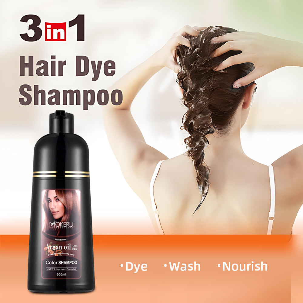 Ouwald Hair Color Shampoo for Gray Hair, 500ml Hair Dye Shampoo for Men & Women, 3 in 1 Fast Acting Natural Color Shampoo -Long Lasting-Safe And Easy to Use (Black Hair Dye Shampoo)