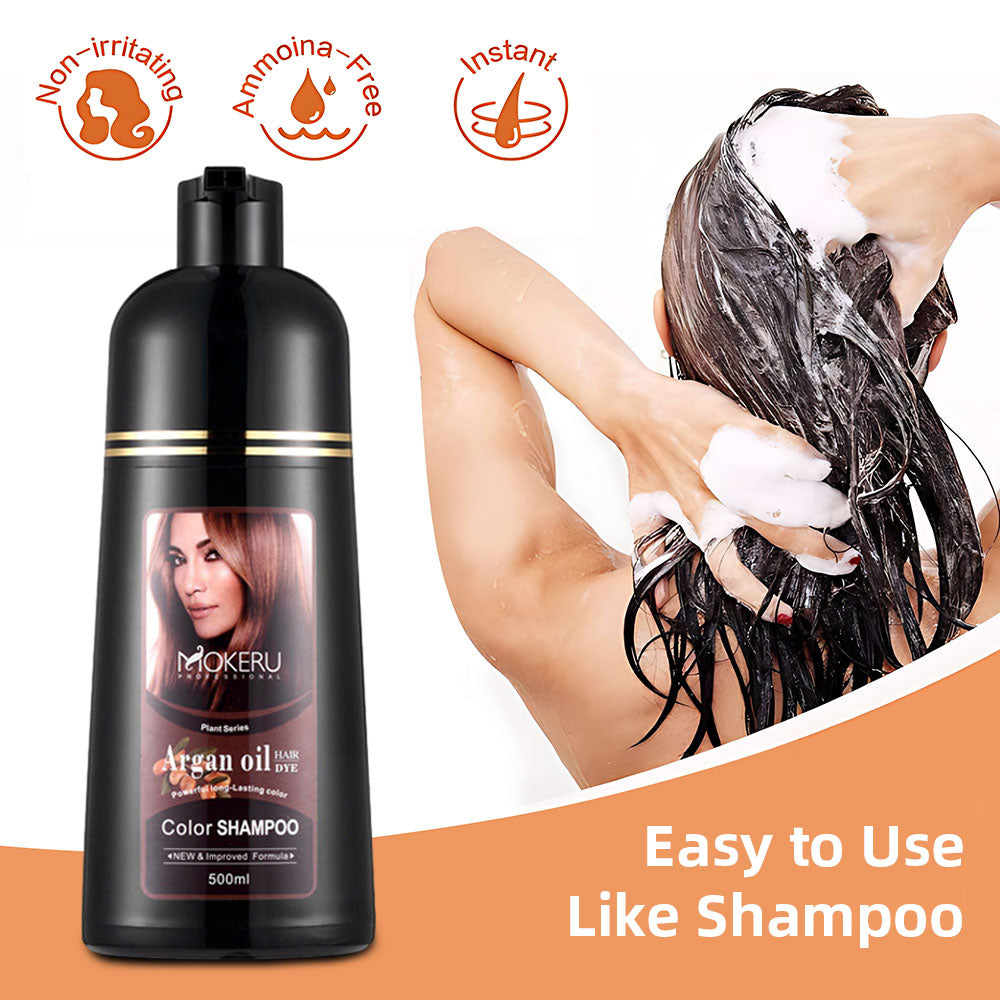 Ouwald Hair Color Shampoo for Gray Hair, 500ml Hair Dye Shampoo for Men & Women, 3 in 1 Fast Acting Natural Color Shampoo -Long Lasting-Safe And Easy to Use (Black Hair Dye Shampoo)