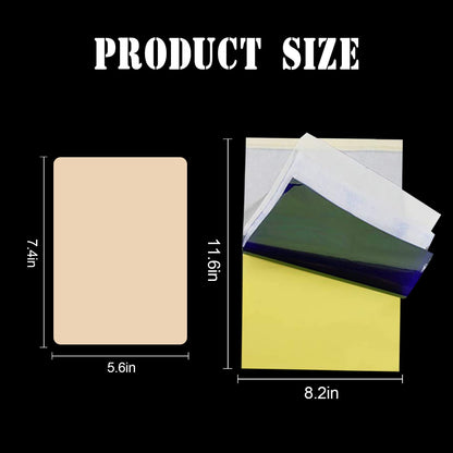 Tattoo Practice Skins with Transfer Paper - Suerbeaty 35Pcs Tattoo Fake Skin and Stencil Paper Kit Includes 25Pcs Tattoo Paper and 10Pcs Double Sided Tattoo Skin Practice for Beginners and Experienced