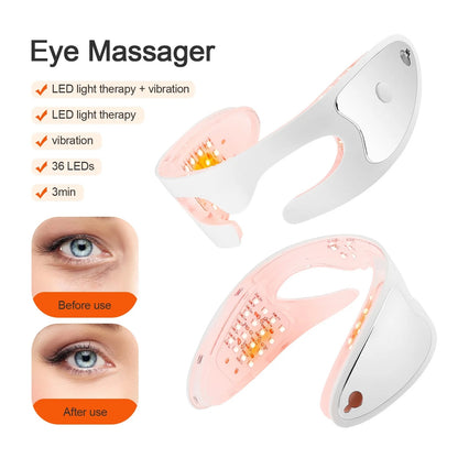 3D Anti-Aging Eye Massager Glasses, Rechargeable Red Light Led Eye Mask With Led Therapy for Wrinkles, Puffiness, Dark Circles, and Eye Fatigue