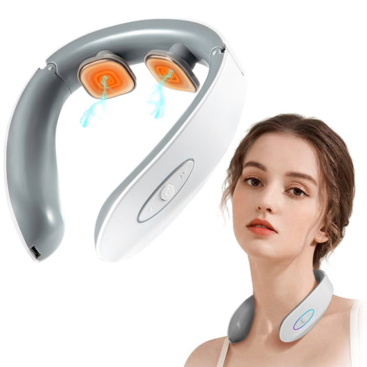 Mieauty Neck Massager with Heat, Portable Electric Neck Massager for Pain Relief Deep Tissue, Lymphatic Drainage Massager with 6 Modes, 146g Ultra-Light Wear, Relax Gift for Her/Him/Friend/Dad/Mom