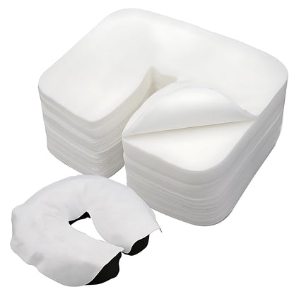 100Pcs Disposable Face Cradle Covers Medical-Grade, Ultra Soft, Luxurious, Non-Sticking Massage Face Covers, Headrest Covers For Massage Tables & Massage Chairs And Spa Bed (35 x 42cm)