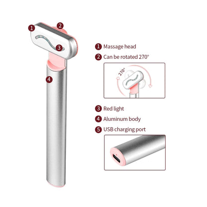 4 in 1 Facial Wand LED Red Light Therapy Wand Facial Massage Tool EMS Face Massager Machine Skin Care Beauty Device For Face Neck