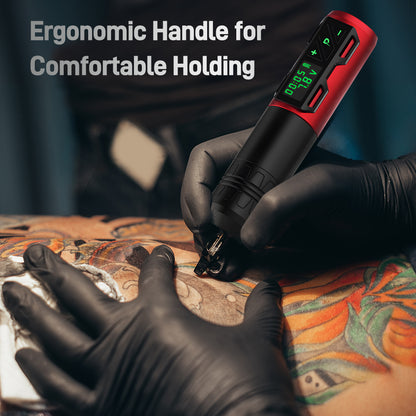 Sextupole Wireless Tättooing Gun, Wireless Tättooed Machine with LED Display, Rechargeable 2000mAh Battery Cordless Tättooing Pen for Artists and Beginners