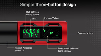 Pro Tättooing Kit, Wireless Tättooed Machine Kit with LED Display, Rechargeable 1800mAh Battery Cordless Rotary Tättooing Pen Set for Artists and Beginners, Red