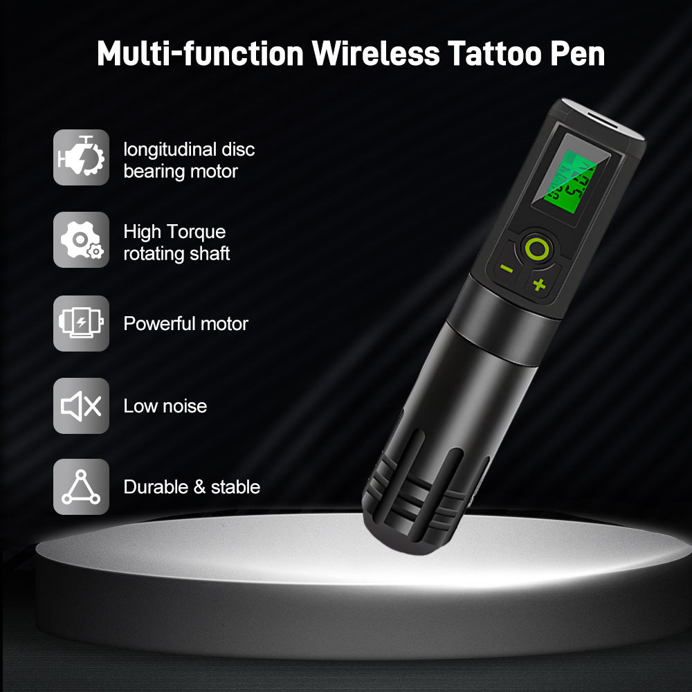 Sextupole Pro Tättooing Gun, Wireless Tättooed Machine with LED Display, Rechargeable 2000mAh Battery Cordless Rotary Tättooing Pen for Artists and Beginners