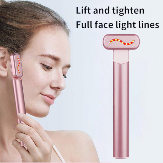 4 in 1 Multifunctional Red & Blue Light Skin Rejuvenation Anti-Wrinkle Cooling Warming Phonton Skin Care Beauty Device EMS Microcurrent Sonic Vibration Magnetic Heat Massage Wand