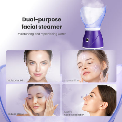 Ouwald Facial Steamer, Nano Ionic Face Steamer for SKin Moisturizing Home Spa with Headband, Face Brush & Blackhead Removal Kit