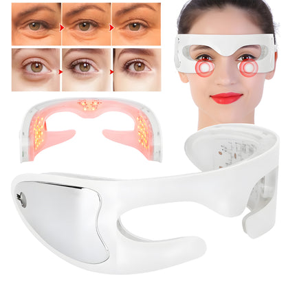 3D Anti-Aging Eye Massager Glasses, Rechargeable Red Light Led Eye Mask With Led Therapy for Wrinkles, Puffiness, Dark Circles, and Eye Fatigue