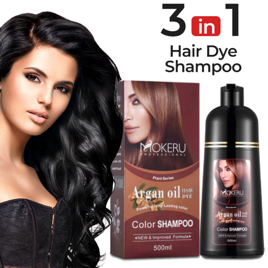 Ouwald Hair Color Shampoo for Gray Hair, 500ml Hair Dye Shampoo for Men & Women, 3 in 1 Fast Acting Natural Color Shampoo -Long Lasting-Safe And Easy to Use (Black Hair Dye Shampoo)
