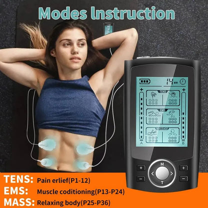 36 Modes TENS Unit Muscle Stimulator EMS Dual Channel Pulse Physiotherapy Instrument with 6 Reusable Electrode Pads, Electrostimulator Meridian Massager for Back Neck Pain Muscle Therapy