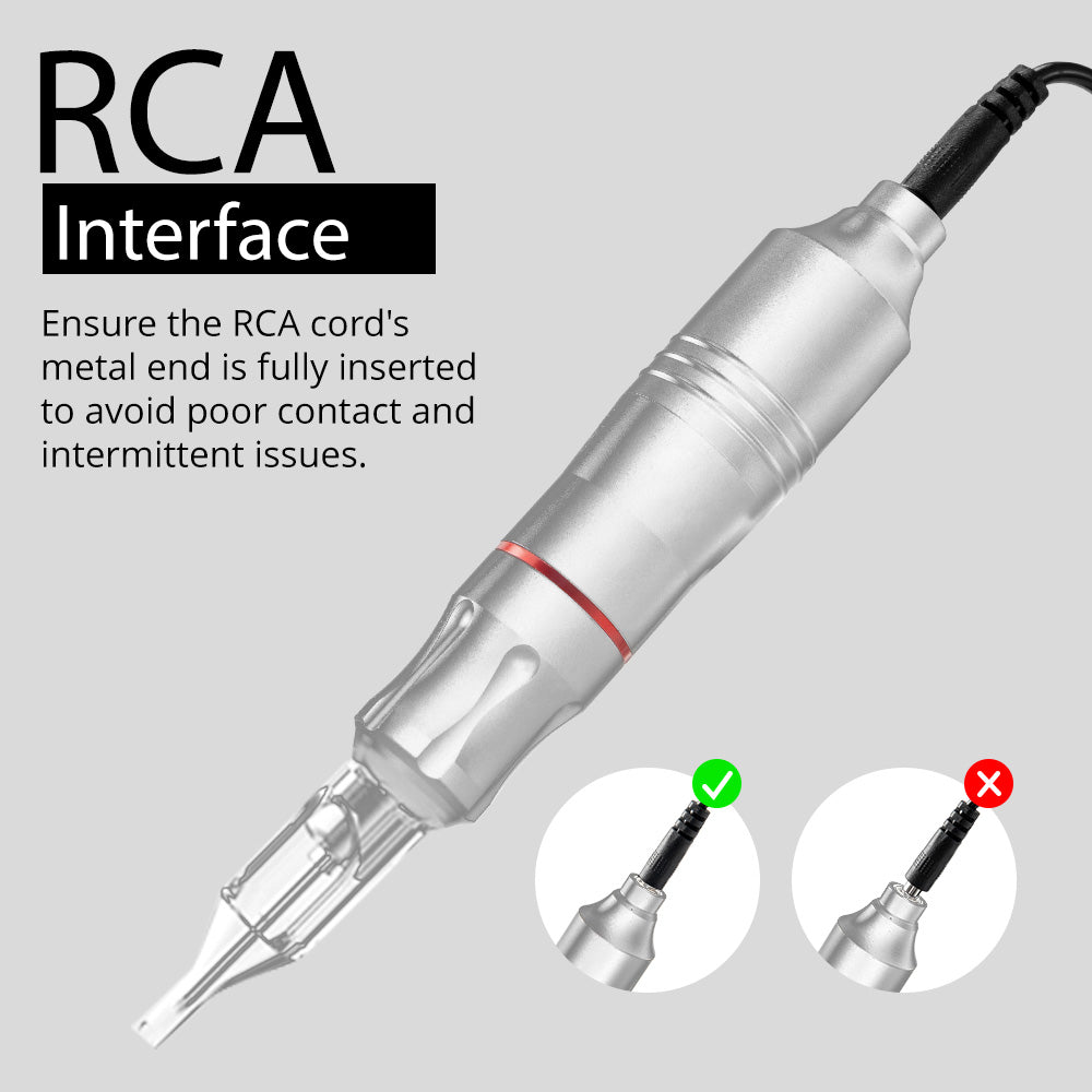 Tättoo Pen | Tättoo Machine Kit with Power Supply Clip Cord RCA Connector Wireless Tättoo | Pen Kit for Beginners | Silver