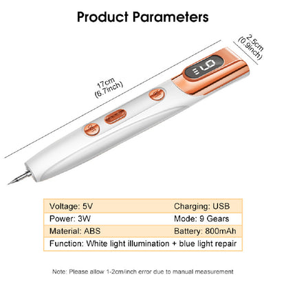 Ouwald Plasma Mole Removal Pen with 9 Modes Adjustment, Portable Freckle Wart Removal Pen Dark Remover For Face Tag Skin Care Blackhead Removers, Rose Gold