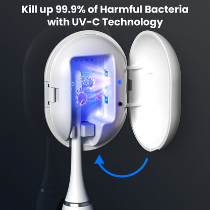 Sextupole UV Sanitizer Toothbrush Case, Portable Mini Toothbrush Holder, Rechargeable Toothbrush Cover Sterilizing for Home and Travel Fits All Toothbrushes for Electric and Manual (White)
