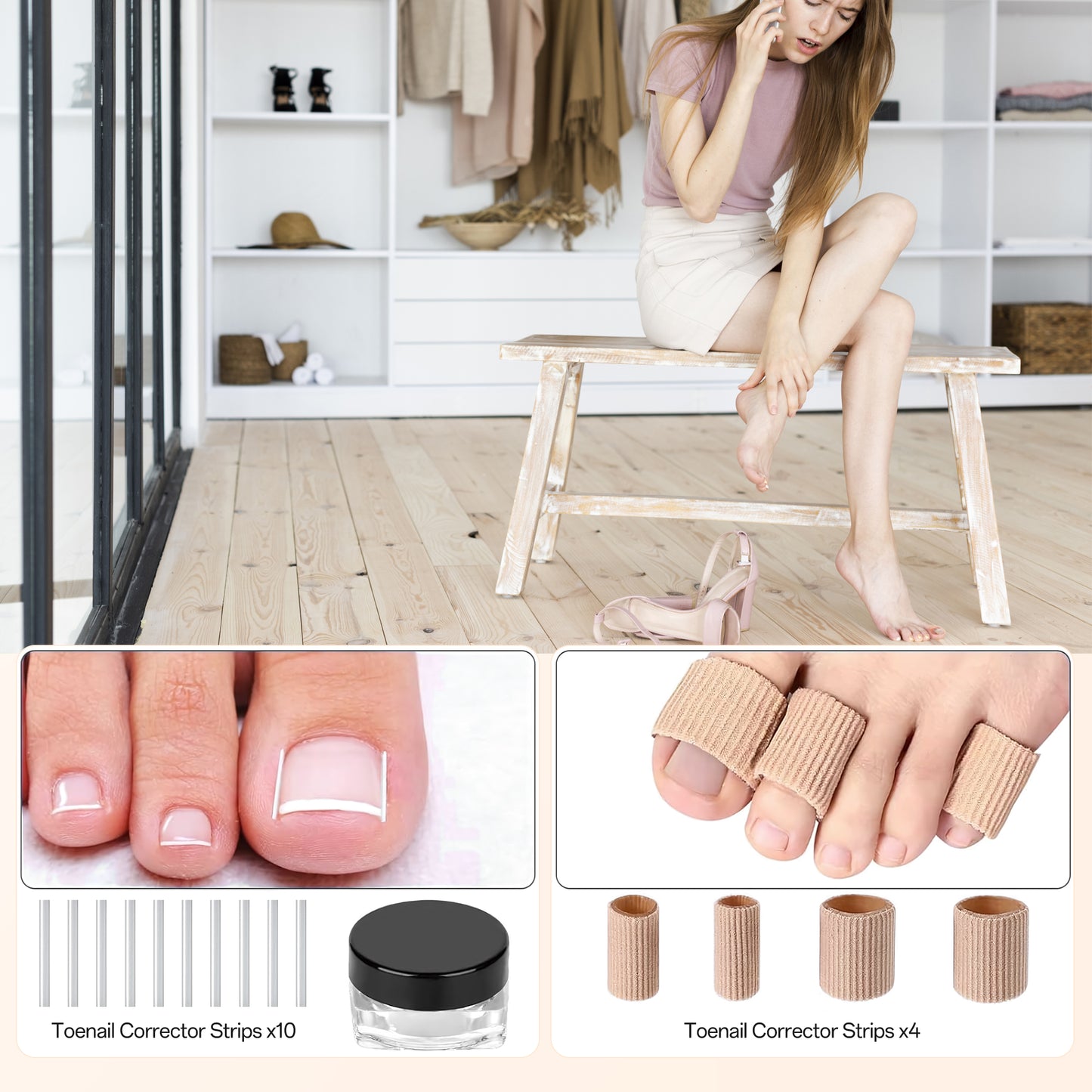 Ouwald Ingrown Toenail Treatment Tools, 84PCS Ingrown Toenail Removal Kit, Ingrown Toenail Corrector, Feet Nail Lift Pedicure Tool