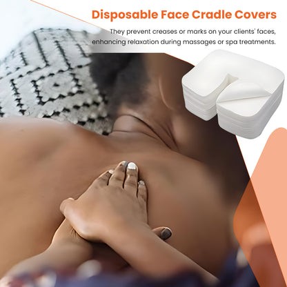 100Pcs Disposable Face Cradle Covers Medical-Grade, Ultra Soft, Luxurious, Non-Sticking Massage Face Covers, Headrest Covers For Massage Tables & Massage Chairs And Spa Bed (35 x 42cm)