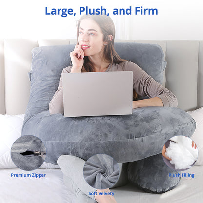 Ouwald Pregnancy Pillow, U Shaped Full Body Maternity Pillows for Sleeping with Removable Cover, 70 inch Grey