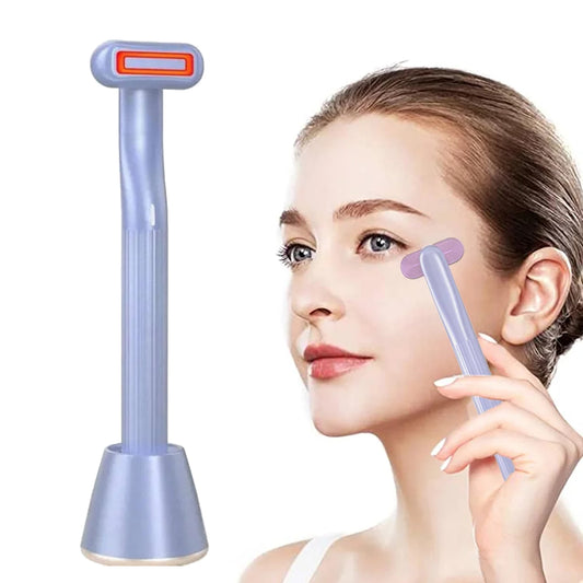 4 in 1 Facial Wand, Skincare Wand, Microcurrent - Red Light Therapy Face and Neck Massager Beauty Tool to Reduce Wrinkles,Fine Lines, Dark Circles, Puffy Eyes, Anti-Aging - Purple