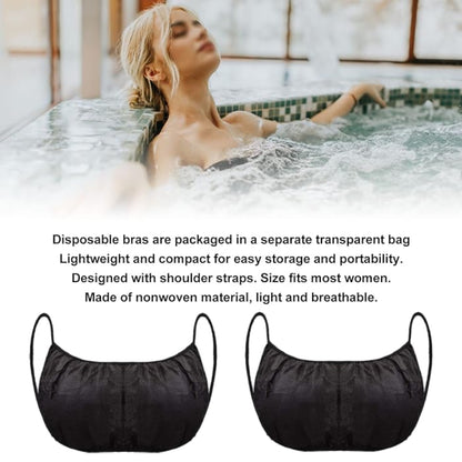 100 Pack Disposable Bra Underwear Women Disposable Bikini Top Underwear Brassieres for Spray Tanning, Waxing, Spa Treatments, Salon Services And Other Body Treatments, Individually Wrapped Black