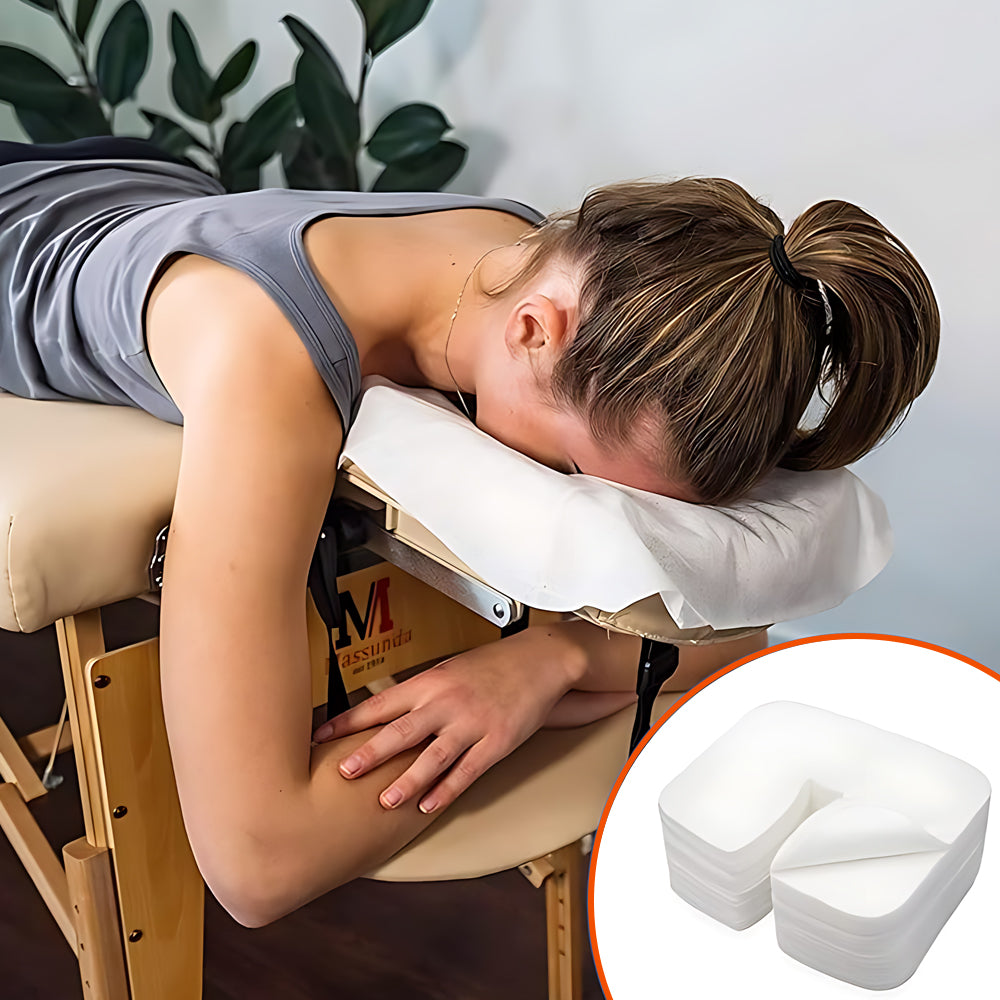 100Pcs Disposable Face Cradle Covers Medical-Grade, Ultra Soft, Luxurious, Non-Sticking Massage Face Covers, Headrest Covers For Massage Tables & Massage Chairs And Spa Bed (35 x 42cm)