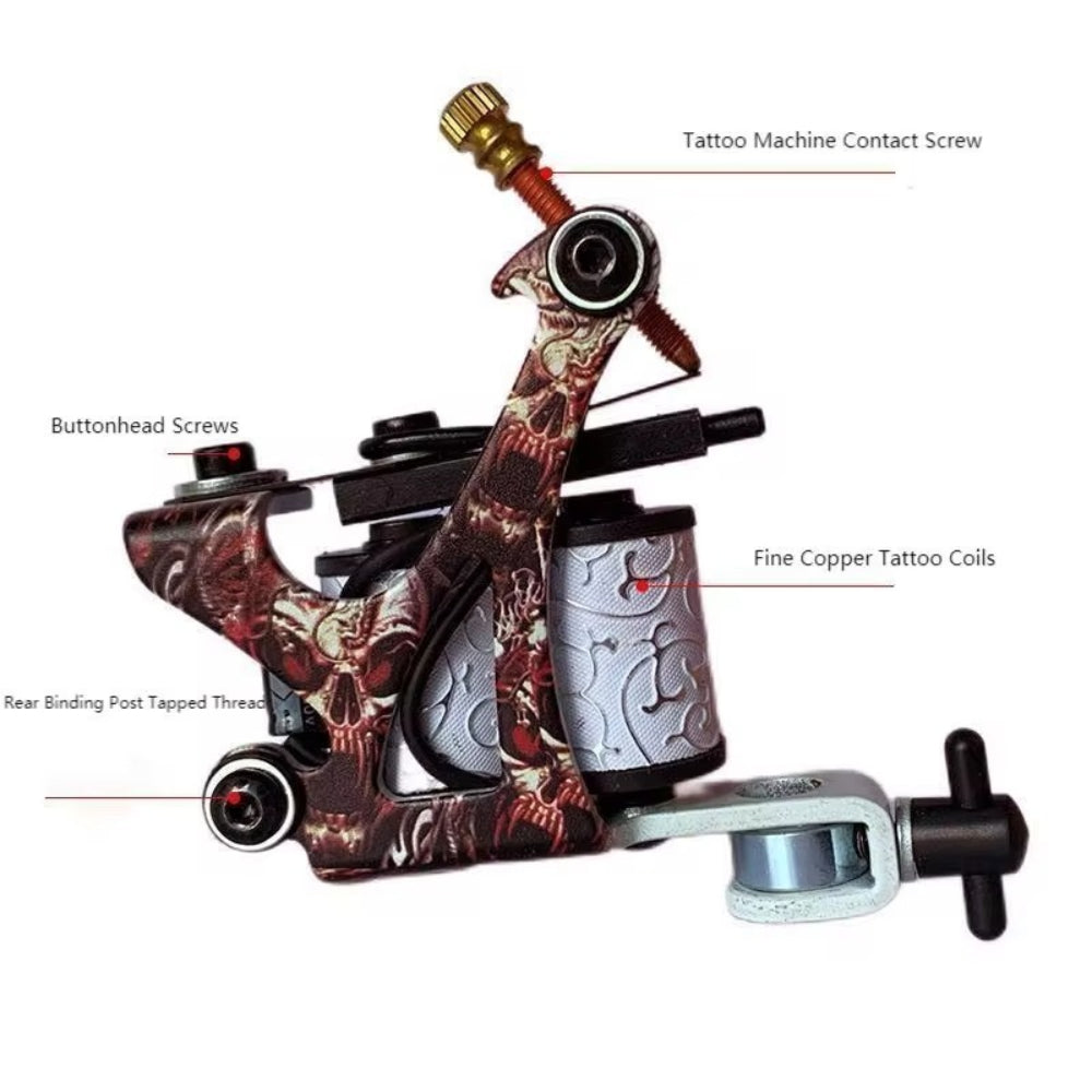 Pro Complete Tättooed Kit - Two Tättooing Machines Gun with Power Supply, Color Inks ,10pcs Nedles Grips Tips Practice Skins - Tättooed Machines Set for Beginners & Tättooed Aritsts