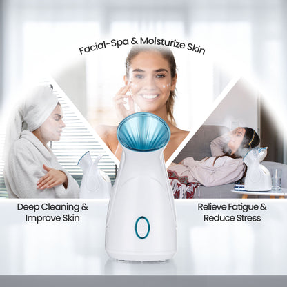 Ouwald Facial Steamer - Nano Ionic Face Steamer for Home Facial Spa Skin Deep Cleaning with 4Pcs Stainless Steel Skin Kit & Hair Band