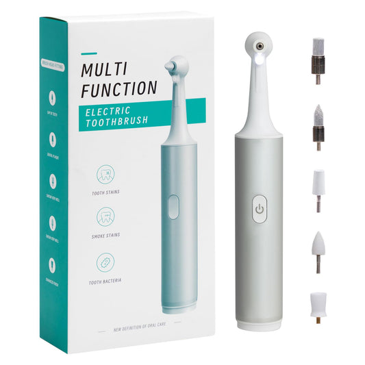 Teeth Polisher, Rechargeable Teeth Cleaning & Whitening Kit, 5 Speed Modes, 5 Brush Heads, IPX6 Waterproof, Home Dental Care for Adults & Kids