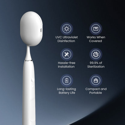Sextupole UV Sanitizer Toothbrush Case, Portable Mini Toothbrush Holder, Rechargeable Toothbrush Cover Sterilizing for Home and Travel Fits All Toothbrushes for Electric and Manual (White)
