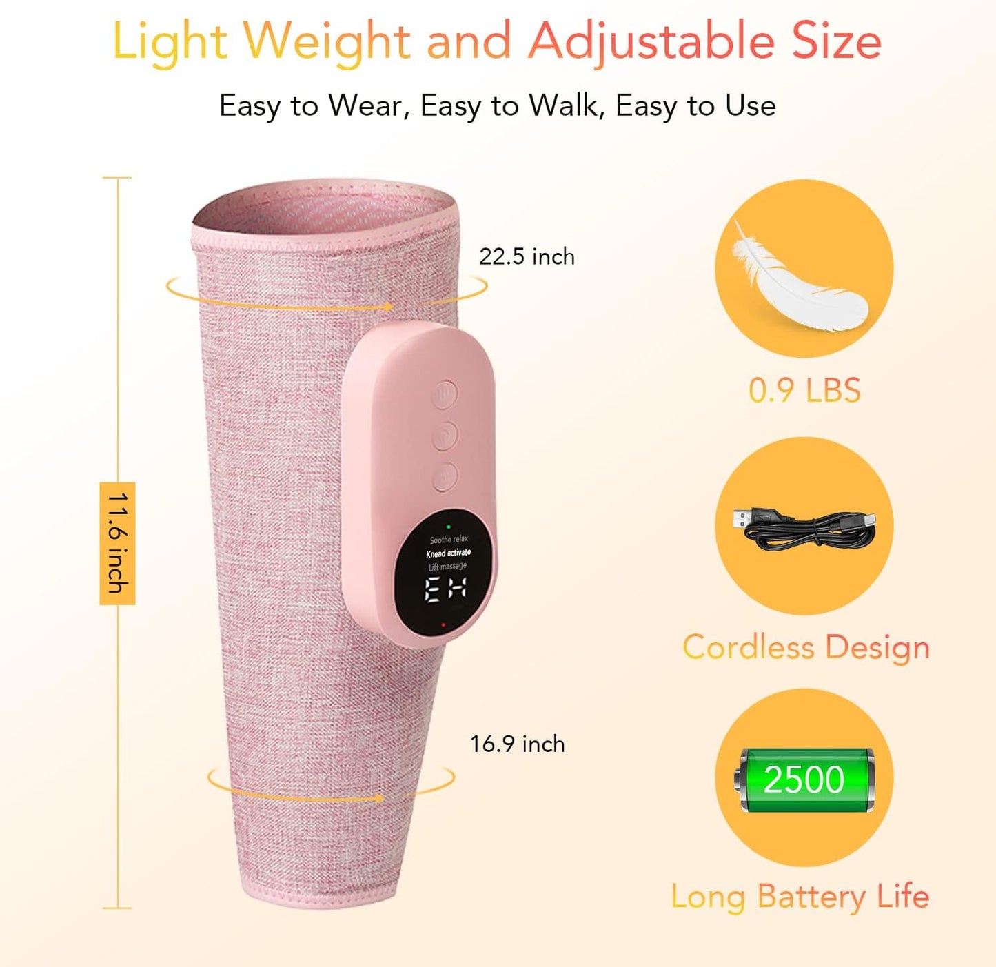 Leg Massager, Leg Compression Massager for Circulation and Swelling, 3 Modes and 3 intensities of Leg Massager with Heat and air Compression for Legs Tired and Legs Pain Relief. (A Pair)