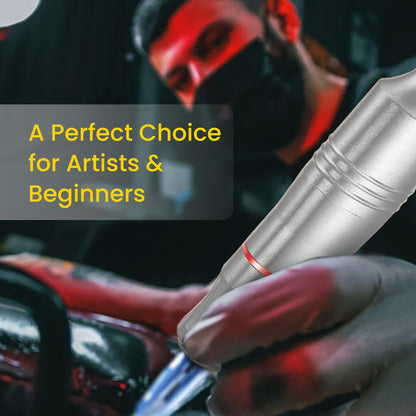 Tättoo Pen | Tättoo Machine Kit with Power Supply Clip Cord RCA Connector Wireless Tättoo | Pen Kit for Beginners | Silver