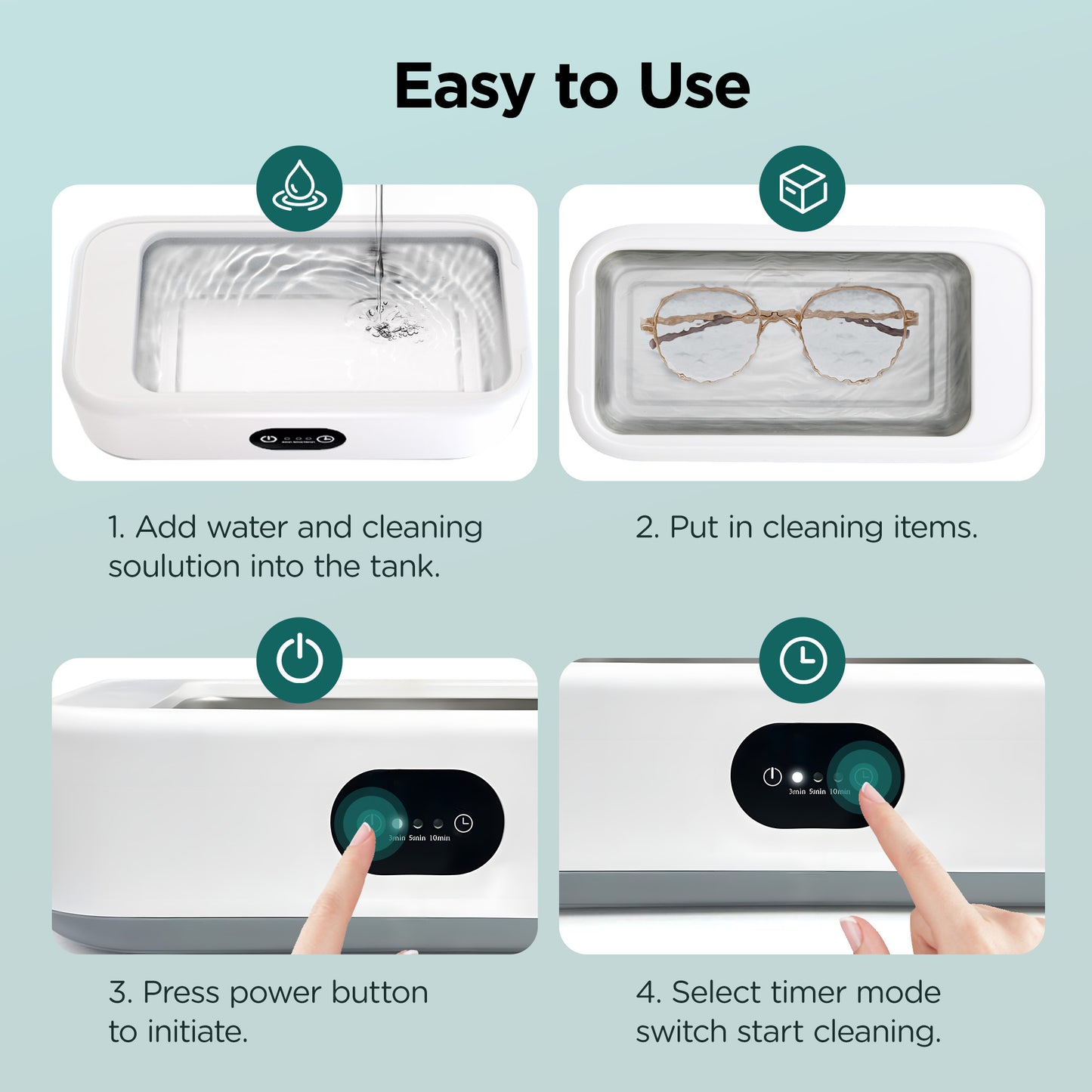 Ouwald Ultrasonic Jewelry Cleaner, 640ml Ultrasonic Cleaner, 49kHz Ultrasonic Cleaner Machine for Jewelry, Glasses, Rings, Watches & More