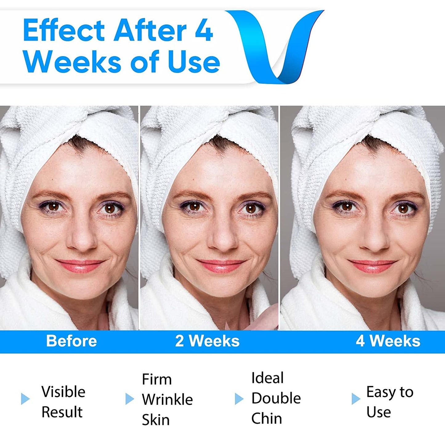 Mieauty Double Chin Reducer Machine, Electric Face Lift Device Beauty Belt, Portable Intelligent V-Face Shaping Massager with Blue Light,White